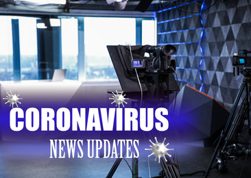 Modern video recording studio. Coronavirus pandemic - latest updates