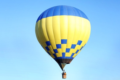 Beautiful view of hot air balloon in blue sky