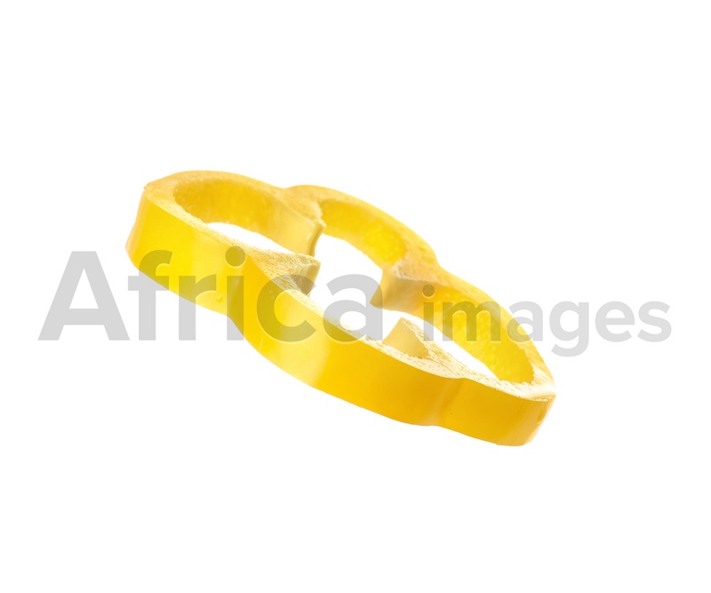 Slice of ripe yellow bell pepper isolated on white