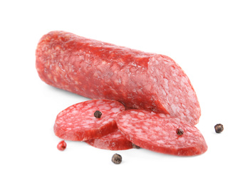 Tasty sausage on white background. Meat product