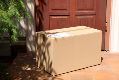 Delivered parcel on porch near front door