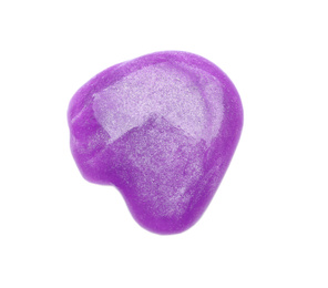 Photo of Purple slime isolated on white, top view. Antistress toy