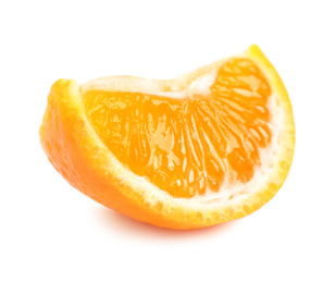 Photo of Fresh juicy tangerine segment isolated on white
