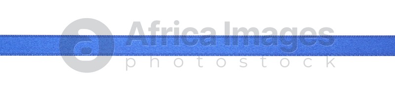 Beautiful blue ribbon isolated on white, top view