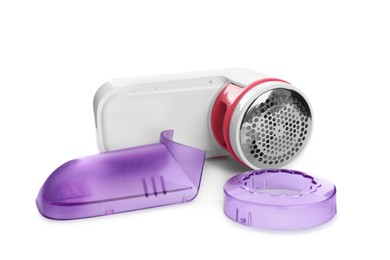 Photo of Modern fabric shaver for lint removing on white background