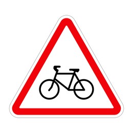 Traffic sign CYCLE ROUTE AHEAD on white background, illustration 