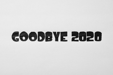 Text Goodbye 2020 written on white background