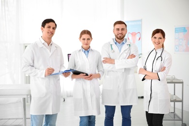 Young doctors wearing uniform in modern hospital. Gynecology department