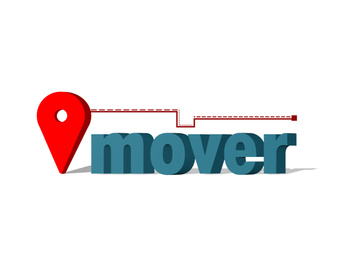 Movers service. Illustration of location symbol on white background 