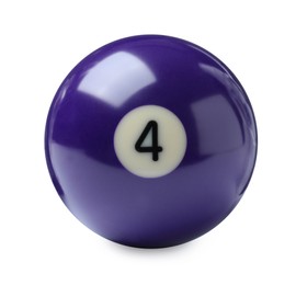 Billiard ball with number 4 isolated on white