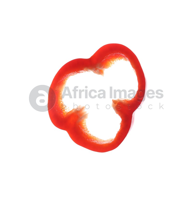 Photo of Slice of ripe bell pepper isolated on white