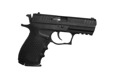 Standard handgun on white background. Semi-automatic pistol