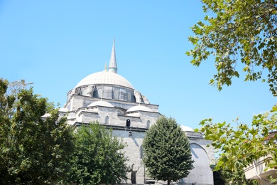 ISTANBUL, TURKEY - AUGUST 10, 2019: Beautiful Sultan Ahmed Mosque (Blue Mosque) on sunny day