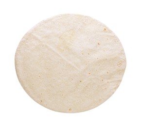 Photo of Delicious thin Armenian lavash on white background, top view