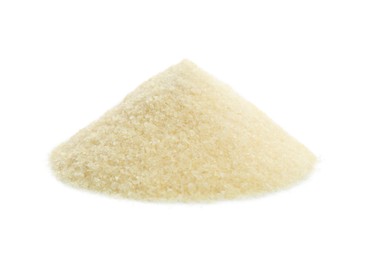 Pile of gelatin powder isolated on white