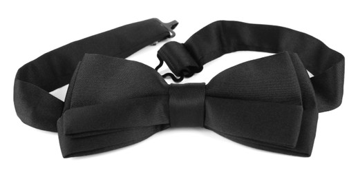 Stylish black bow tie isolated on white