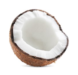 Half of ripe coconut isolated on white
