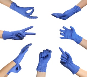 Protect your hands - wear rubber gloves. Photos in collage on white background