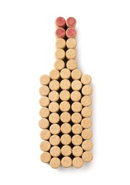 Wine bottle of corks isolated on white, top view