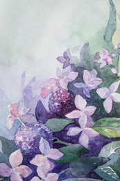 Closeup view of beautiful floral watercolor painting
