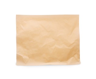 Photo of Sheet of crumpled baking paper isolated on white