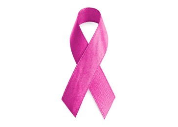 Image of Pink ribbon isolated on white. World Cancer Day