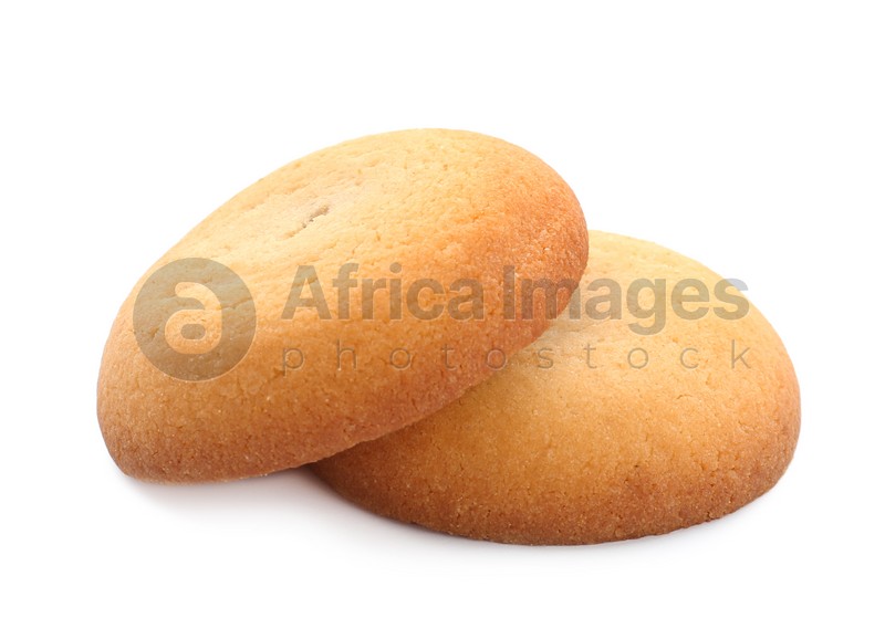 Tasty fresh shortbread cookies isolated on white