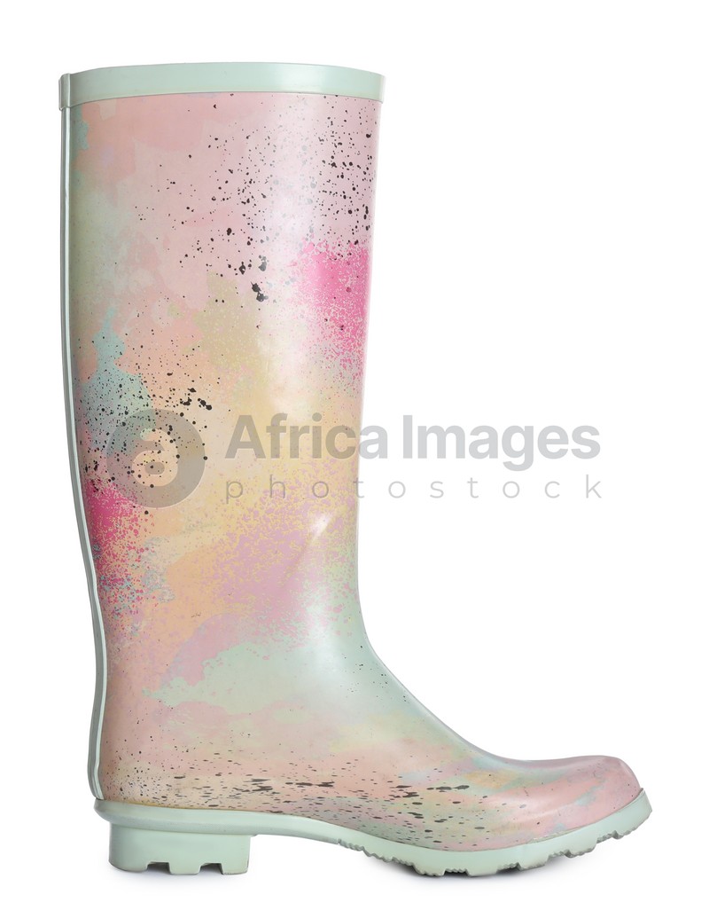 Modern colorful rubber boot isolated on white
