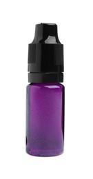 Photo of Bottle of purple food coloring isolated on white