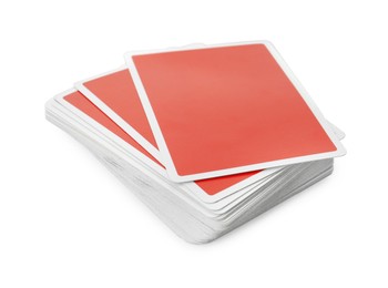 Deck of playing cards on white background