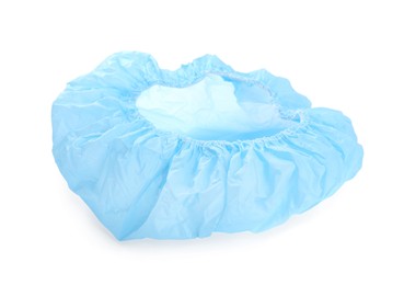 Light blue waterproof shower cap isolated on white