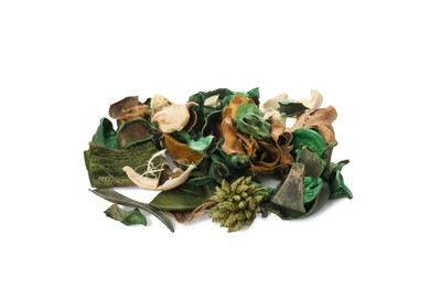 Photo of Pile of scented potpourri on white background