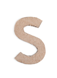 Letter S made of cardboard isolated on white
