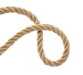 Hemp rope with loop on white background
