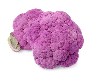 Photo of Fresh raw purple cauliflowers on white background