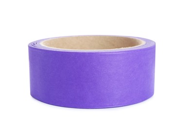 Roll of violet adhesive tape isolated on white