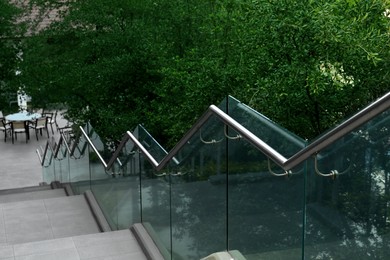 Photo of Outdoor staircase with metal handrails in park