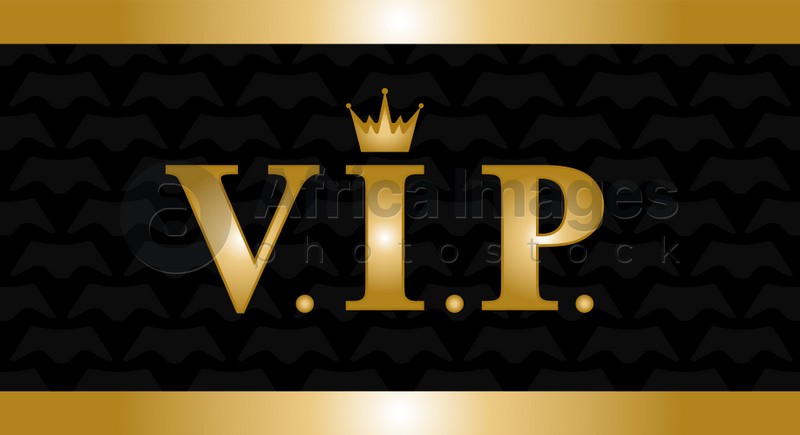 VIP member card design in black and golden colors. Illustration