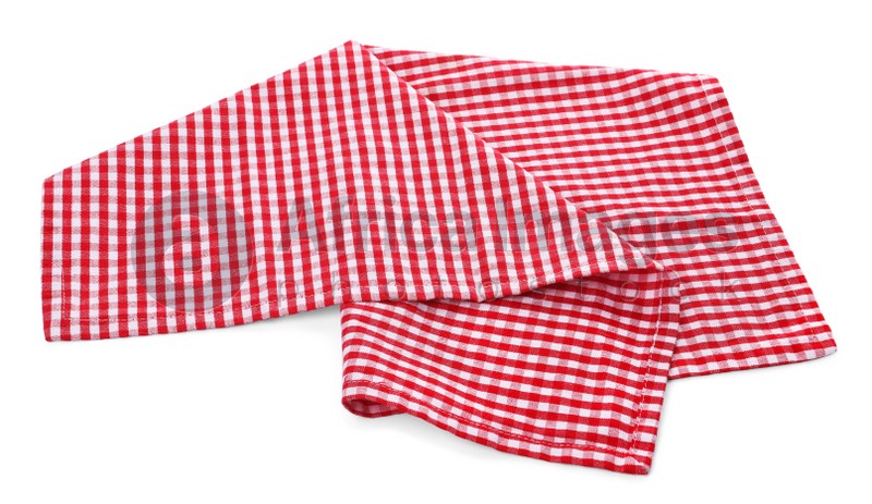One red plaid napkin isolated on white