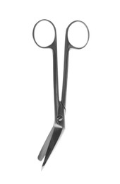Surgical scissors on white background. Medical instrument