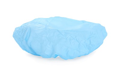 Light blue waterproof shower cap isolated on white