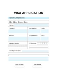 Empty visa application form for immigration, illustration