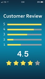 App for customer review on smartphone, illustration