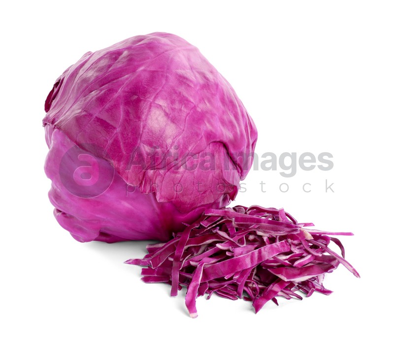Tasty fresh red cabbage on white background