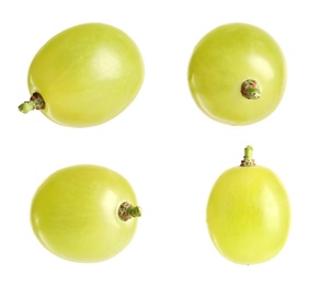 Set of fresh grapes on white background