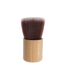 Makeup brush with wooden handle isolated on white