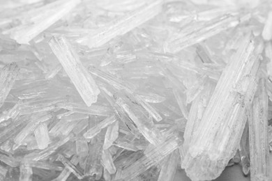 Heap of menthol crystals as background, top view