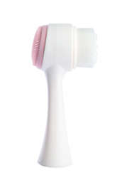 Modern face cleansing brush isolated on white. Cosmetics tool