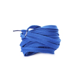 Blue shoe laces isolated on white. Stylish accessory