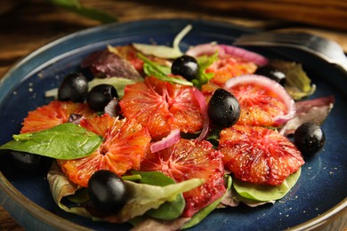 Plate of delicious sicilian orange salad, closeup